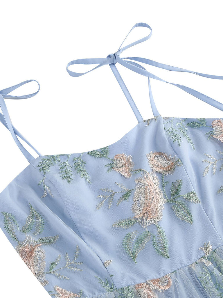 50er Kleid mit Blumen und Stickerei