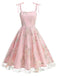 50er Kleid mit Blumen und Stickerei