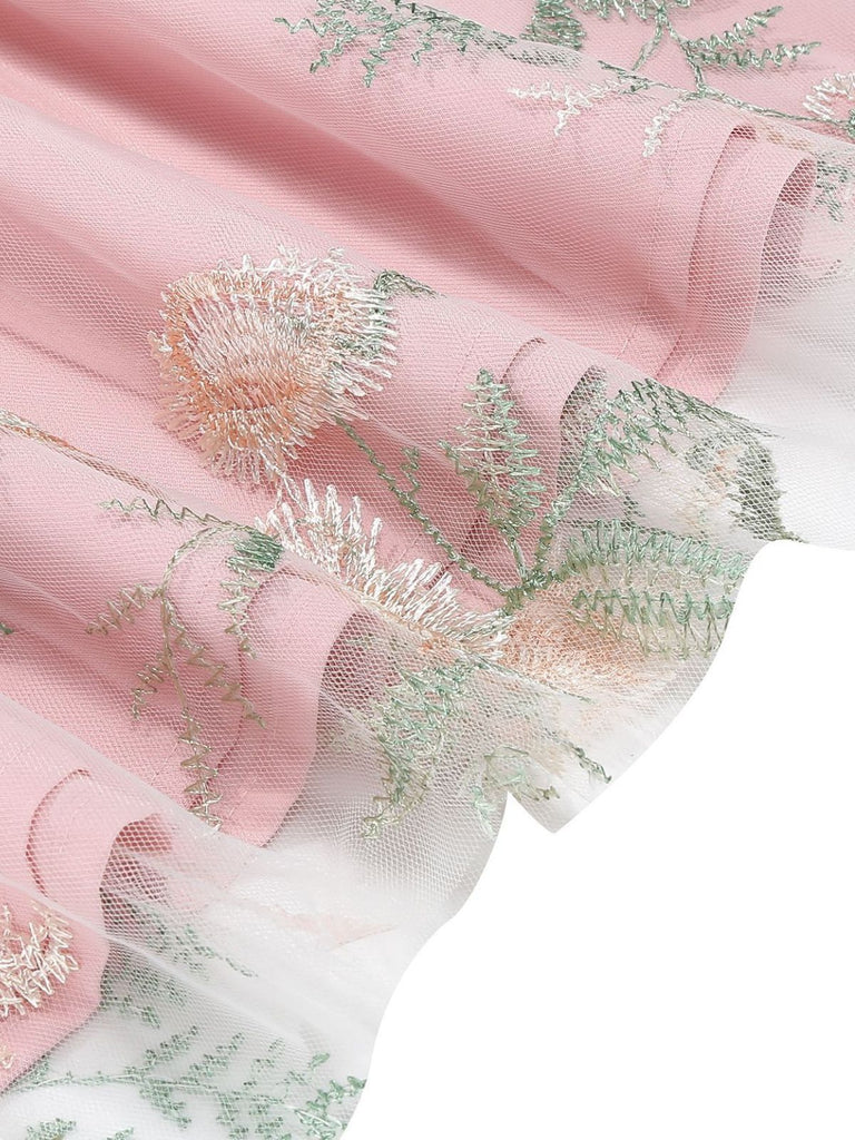 50er Kleid mit Blumen und Stickerei