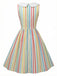 1960er Regenbogen Streifen Peter-Pan Kragen Ärmelloses Kleid
