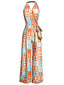 [Vorverkauf] 1960er Halter Farbblock Blumen Ärmellos Jumpsuit