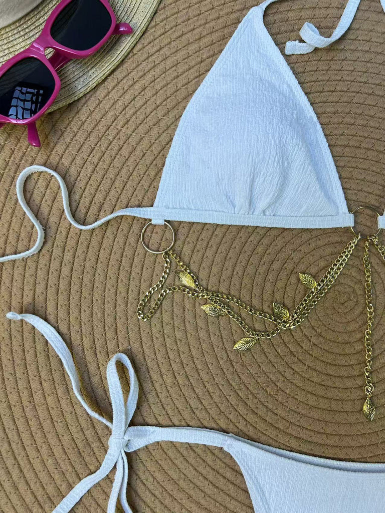 Goldes 60er Bikini-Set mit Triangle und gerippt
