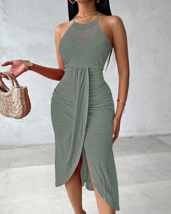 60er Kleid mit Neckholder und Häkelarbeit