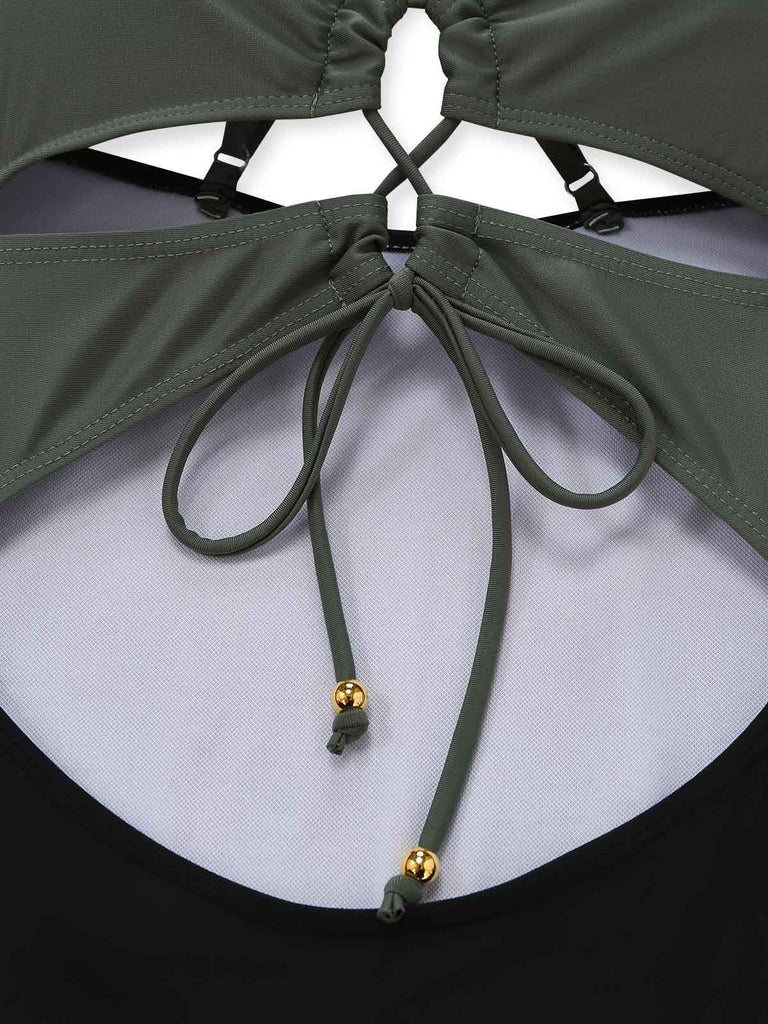 60er Badeanzug mit Schnürung und Cut-out
