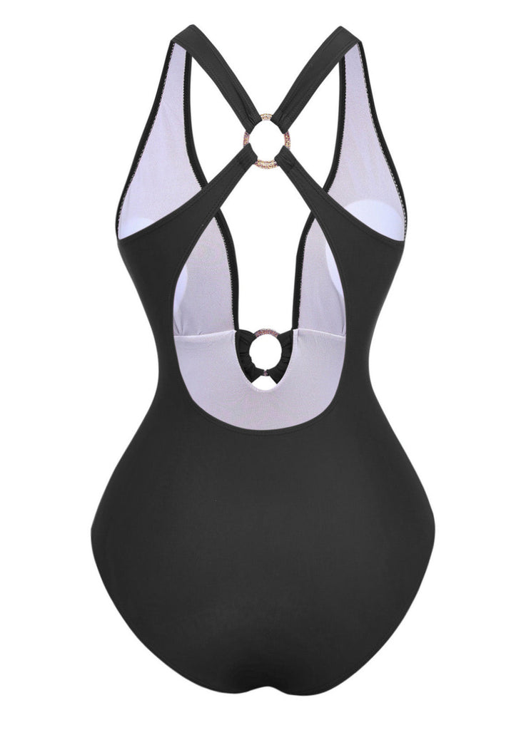 Geraffter Badeanzug mit Kordelzug aus den 1960er Jahren – Vintage-Badeanzug im Pin-up-Stil
