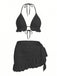 2PCS 1960er Uni Halfter Spitze Bikini-Set & Rüschen Abdeckung Up