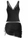 60er Netz-Tankini-Set mit V-Ausschnitt und gerafft