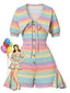 [Vorverkauf] 60er Romper mit Pastell-Regenbogenstreifen und Chelsea-Kragen