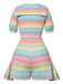 60er Romper mit Regenbogen-Streifen und Rüschen