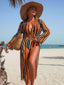 60er Bikini-Set & Cover-Up mit Streifen und Schnürung