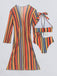 60er Bikini-Set & Shorts & Cover-Up mit Schnürung und Streifen