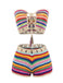 Regenbogenfarbenes, gehäkeltes Bandeau-Bikini-Set aus den 1970er Jahren – Vintage-Mode, Retro-Stil