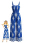 70er Boho-Jumpsuit mit Blumenmuster und weitem Bein