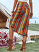 Regenbogen 70er Boho Netz-Rock & Cover-Up mit gerafft und Streifen
