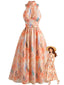 70er Blumenkleid mit Stehkragen und Neckholder