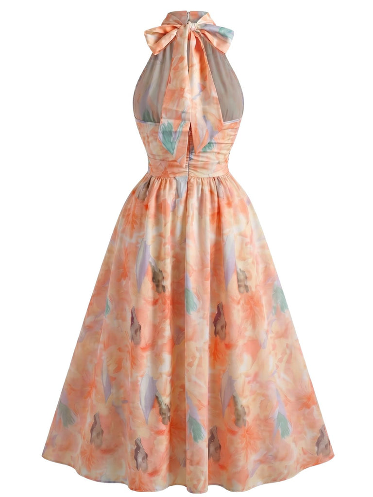 70er Kleid mit Stehkragen und Neckholder