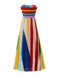 Braunes 70er trägerloses Maxikleid mit Plissee und Ombre