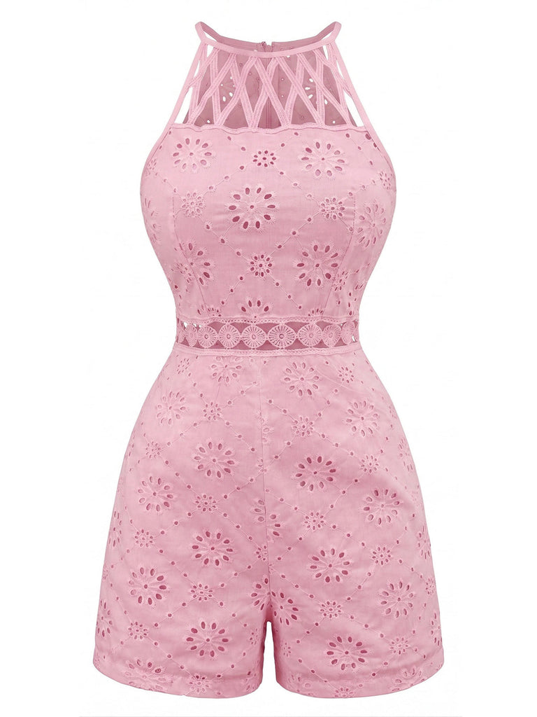 70er Romper mit Neckholder und Blumen