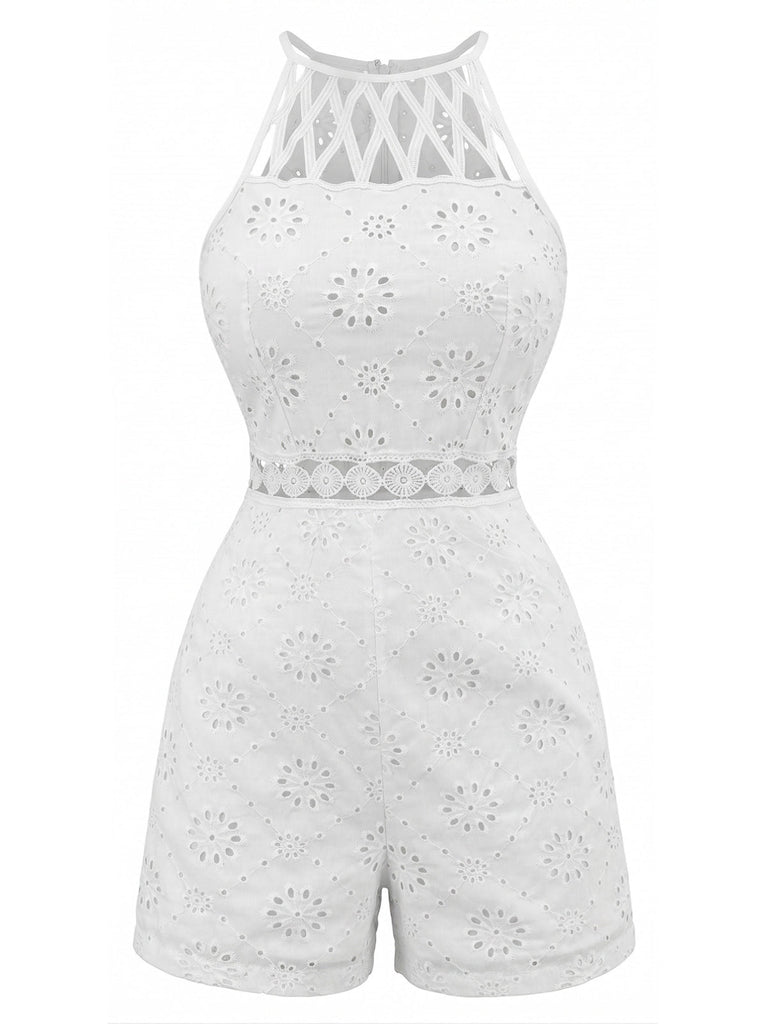 70er Romper mit Neckholder und Blumen