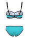 70er Bikini-Set & Shorts mit Spaghettiträger und Farbblock