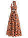 70er Maxikleid mit Tiefer V-Ausschnitt und Neckholder