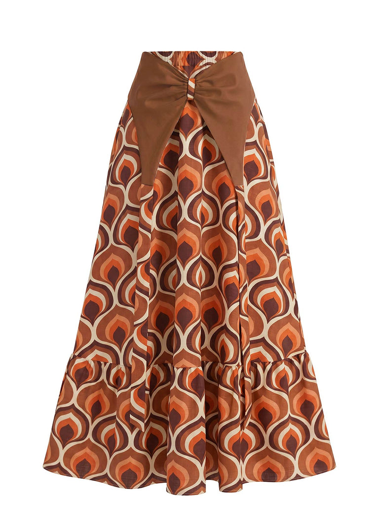 70er Maxikleid mit Tiefer V-Ausschnitt und Neckholder