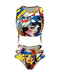 Klassisches Tankini-Set im Pop-Art-Stil der 1980er Jahre mit Cutout-Muster