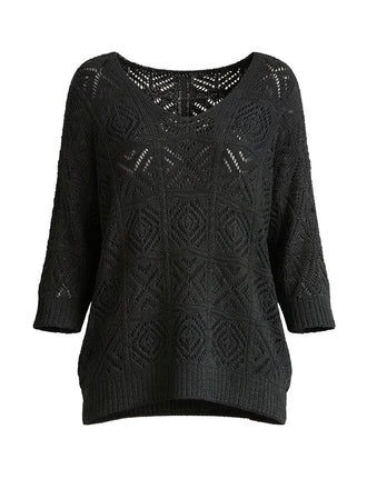 80er Cover-Up mit Schulterfreiheit und Strick