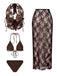 80er Bikini-Set & Cover-Up mit Spitze und 4 Stück