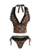 Braunes 80er Bikini-Set mit Neckholder und Leoparden-Print