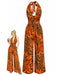 70er Tropen Jumpsuit mit Tiefer V-Ausschnitt und Neckholder