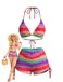 Regenbogen 1980er Streifen Rückenfrei Halfter Bikini & Hohe Taille Shorts
