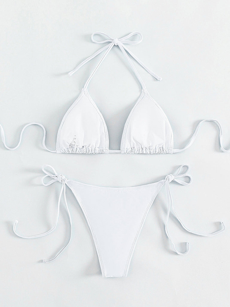 80er Bikini-Set & Shorts mit Neckholder und Triangle