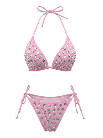 80er Bikini-Set & Shorts mit Neckholder und Triangle