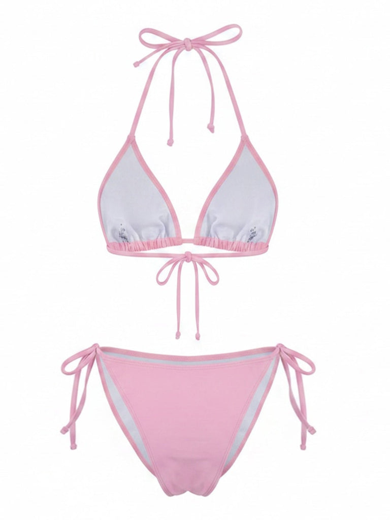 80er Bikini-Set & Shorts mit Neckholder und Triangle