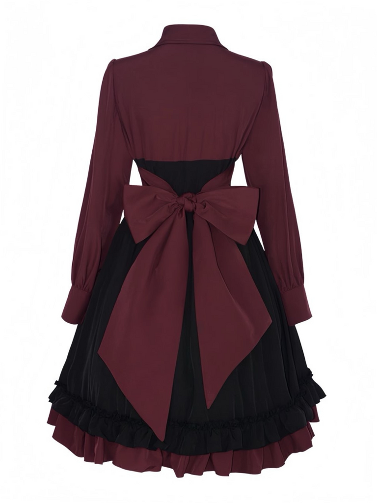 1950er Gothic Viktorianisch Rüschen Bogen Kleid