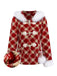 [Vorverkauf] Rot 1940er Abnehmbar Fur Kragen Plaid Fleece Mantel