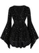 [Übergröße] Schwarz 1960er Stern V-Ausschnitt Samt Kleid