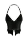Schwarz 1980er Gothic Kreuz Kordelzug Chain Halter Korsett
