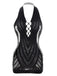 1960er Halter Netzstoff Cutout Figurbetont Mini Dessous Kleid