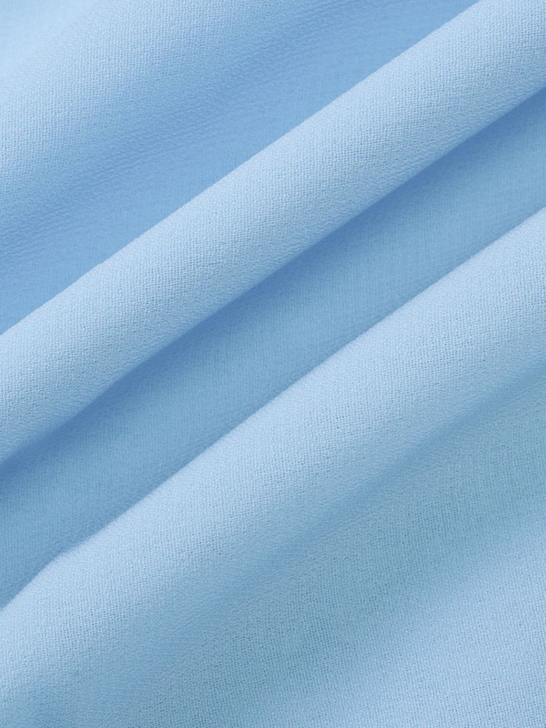 Blau 1970er Solide Mehrschichtig Chiffon Binde Babydoll Kleid