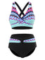 1940er Unregelmäßig bedrucktes Patchwork Bikini Set