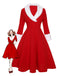Grün 1950er Weihnachten Patchwork Kleid
