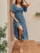 40er Jacquard-Kleid mit Stickerei und eckigem Ausschnitt