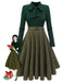 Dunkelgrün 1950ER DUNKELGRÜNES KARIERTES STRICKKLEID