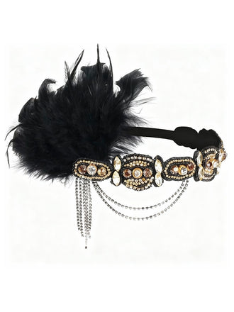 1920er Gatsby Feder Kristall Flapper Stirnband