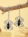 Silber Halloween Strassstein Spinne Tropfenohrringe