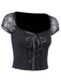 Schwarz 1970er Steampunk Gotisch Spitze Top