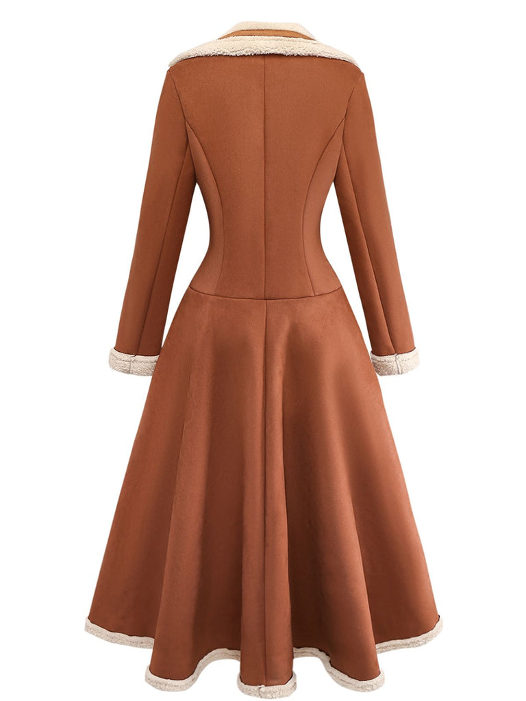 Braun 1940er Zweireihig Revers Western Stil Mantel