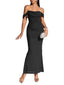 1930er Solide Schulterfrei Bodycon Maxi Kleid